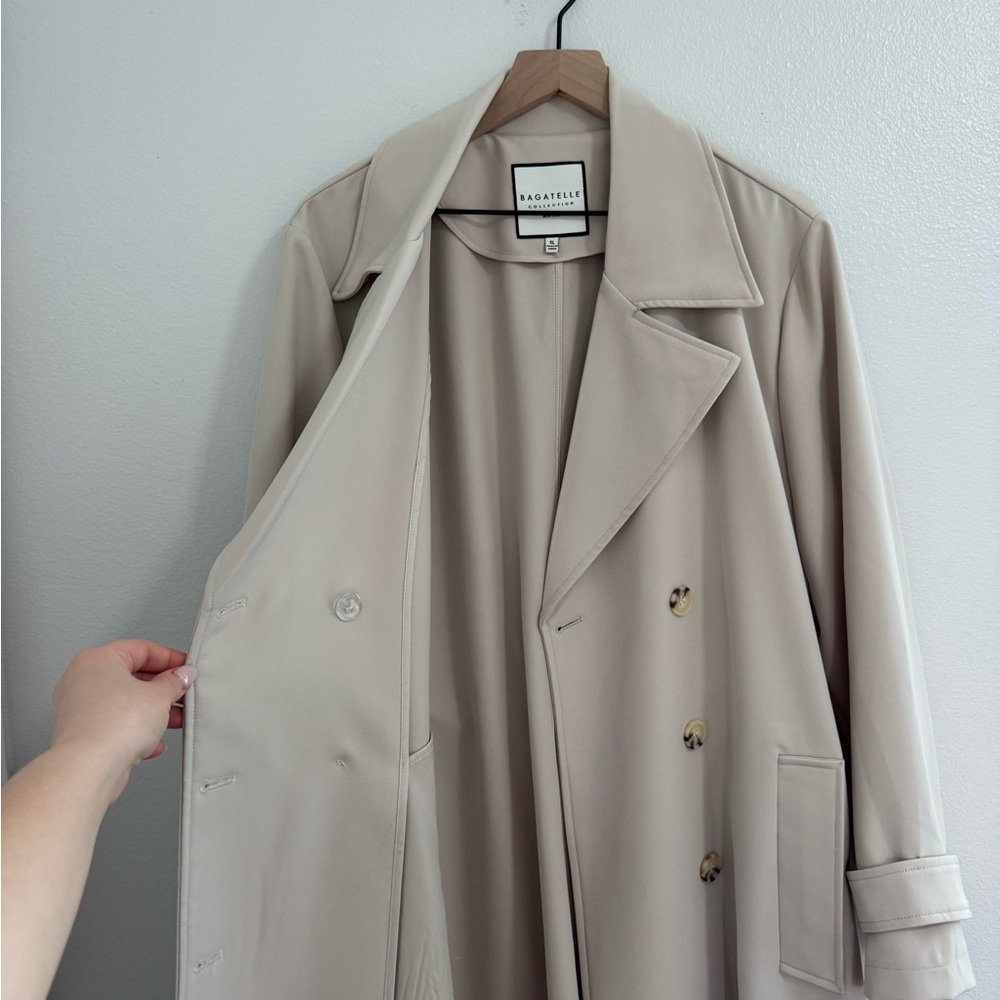 Bagatelle Beige Double-Breasted Trench Coat - Picture 4 of 10